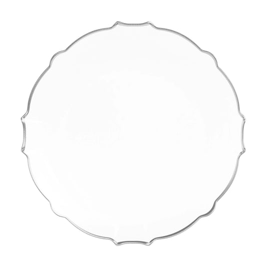 9 In. Clear/Silver Petal Plates | 120 Count