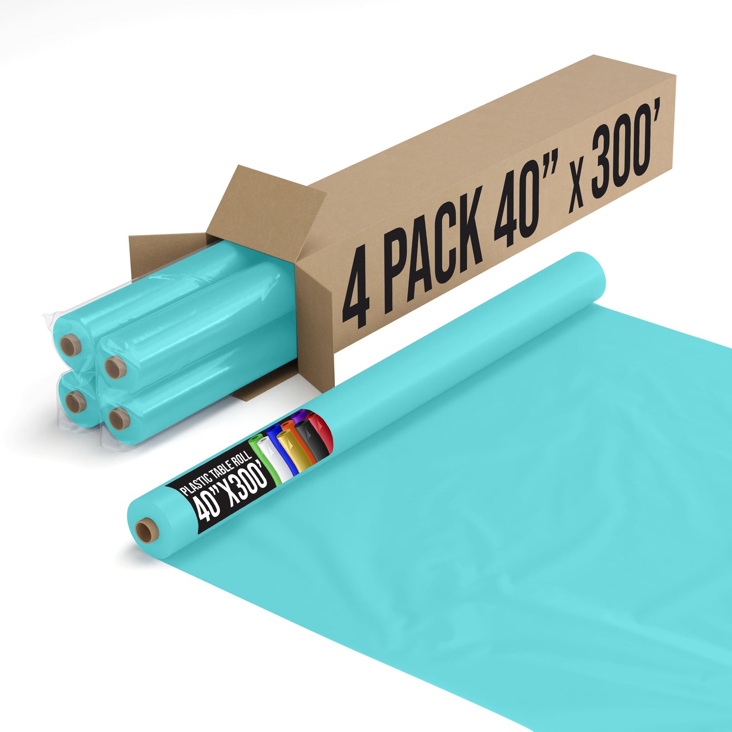 40 In. x 300 Ft. Premium Aqua Blue Table Roll | Case of 4