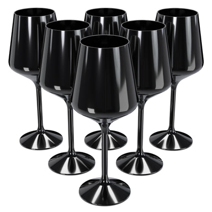 16 Oz. Black Stemmed Wine Glasses | 48 Count