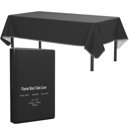 Black Flannel Backed Table Cover 54 in. x 70 in.