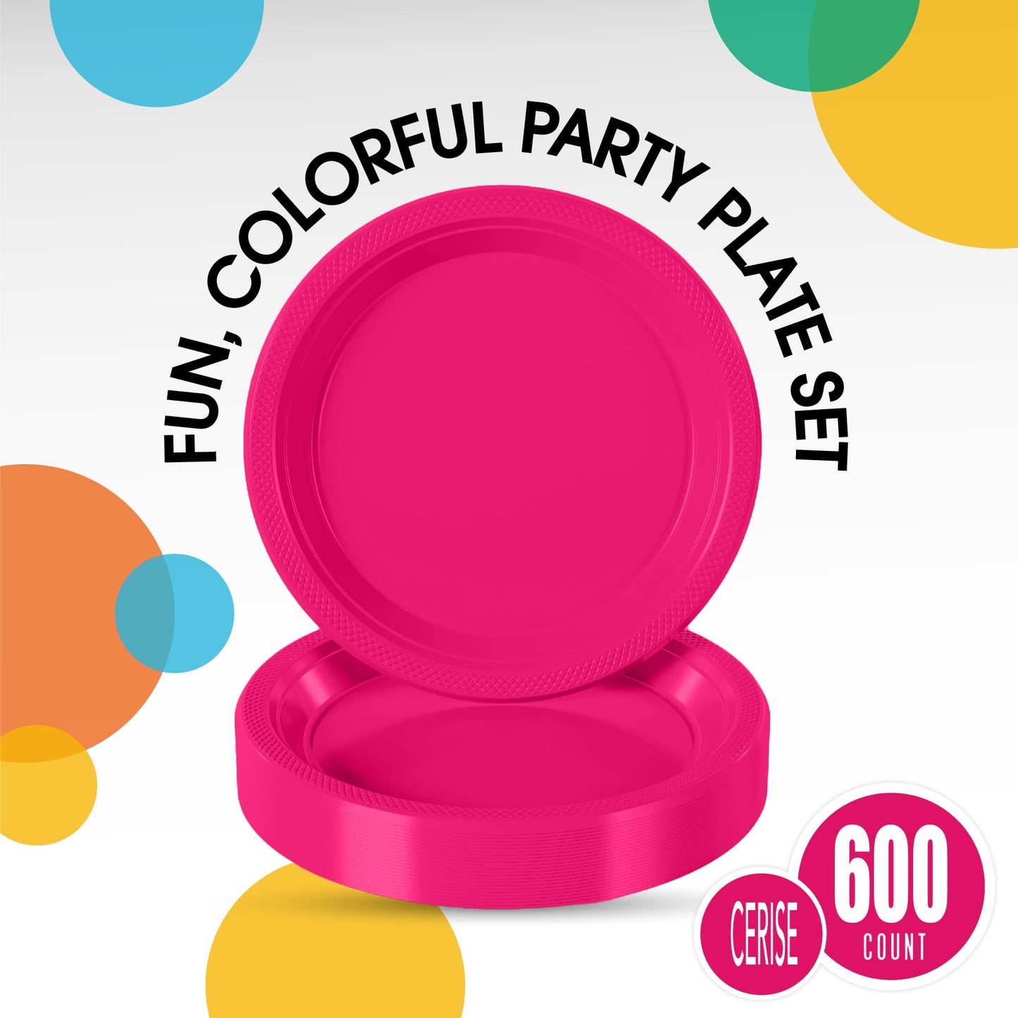 10 In. Cerise Plastic Plates | Case of 600