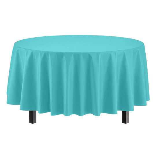 Premium Round Aqua Blue Table Cover | Case of 96