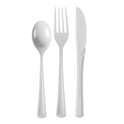 White Cutlery Combo Set | 600 Forks 600 Spoons And 600 Knives