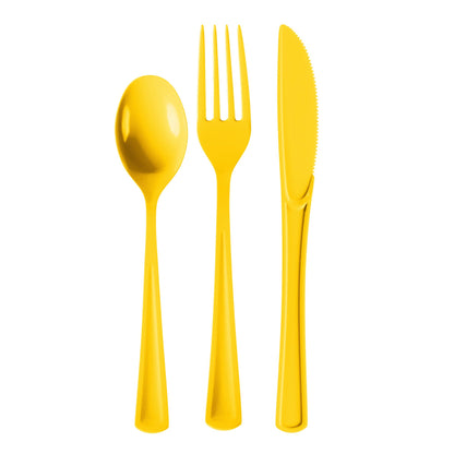 Yellow Cutlery Combo Set | 600 Forks 600 Spoons And 600 Knives