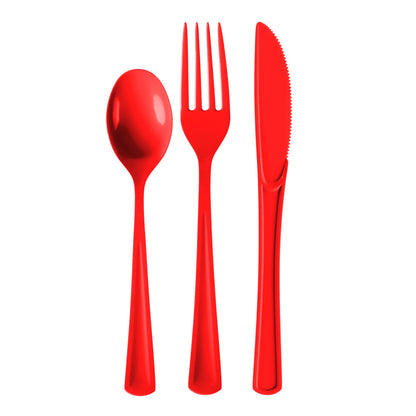 Red Cutlery Combo Set | 600 Forks 600 Spoons And 600 Knives