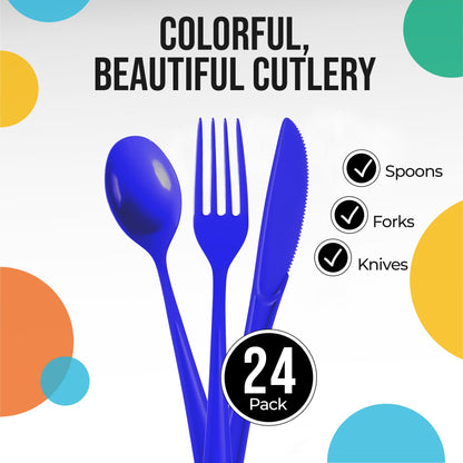 Dark Blue Cutlery Combo Pack - 24 Ct.