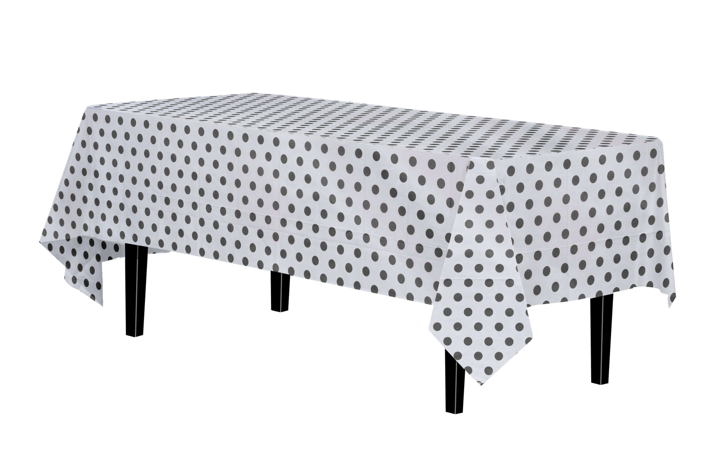 Black Polka Dot Plastic Table Cover | Case of 48