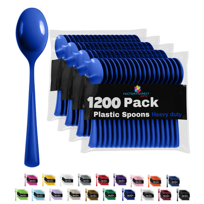 Heavy Duty Dark Blue Plastic Spoons | Case of 1200