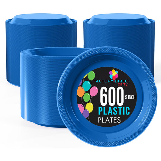 9 In. Dark Blue Plastic Plates | Case of 600