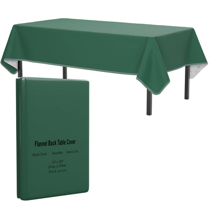 Dark Green Flannel Backed Table Cover 54 in. x 108 in.