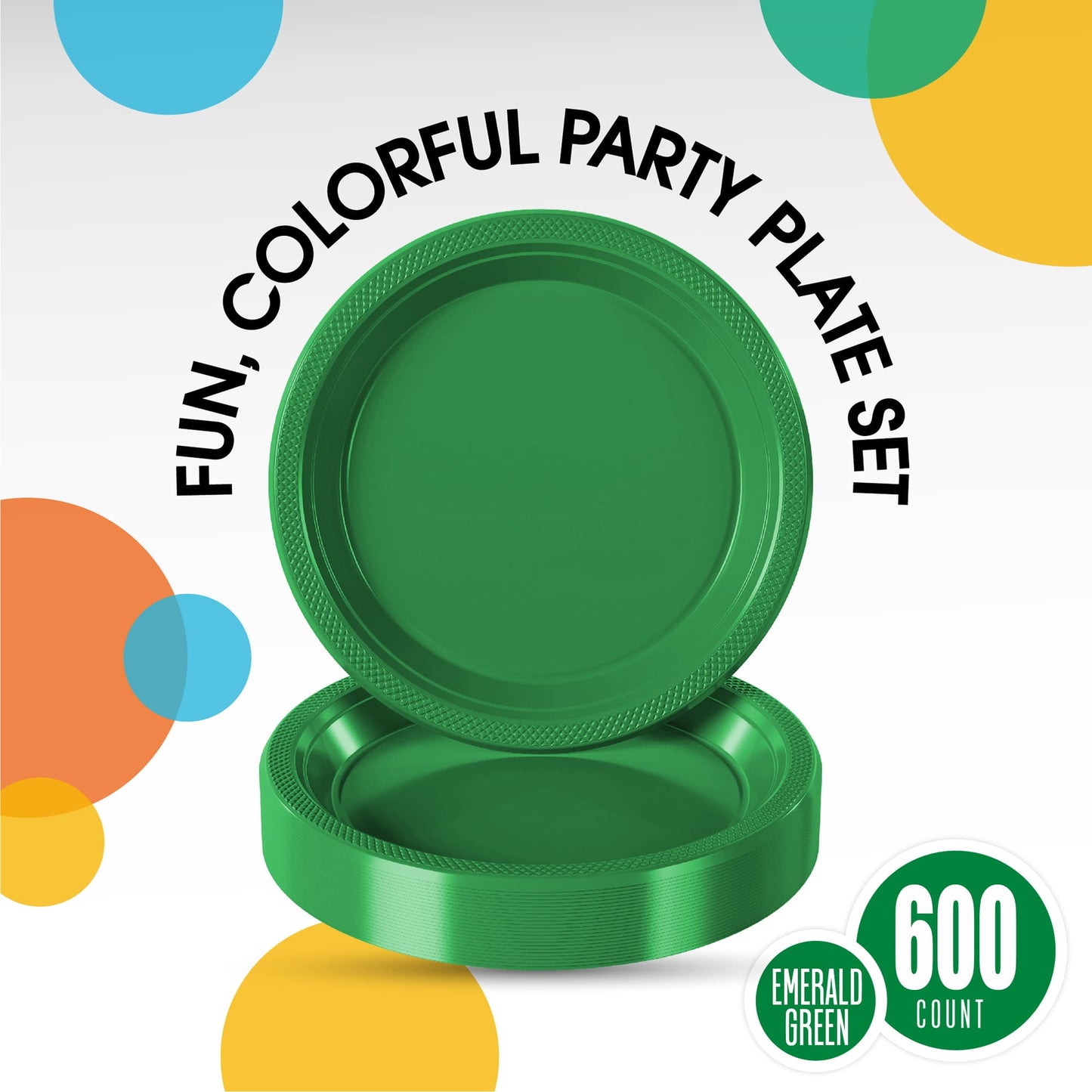 9 In. Emerald Green Plastic Plates | Case of 600