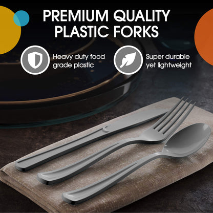 Heavy Duty Silver Plastic Forks | Case of 1200