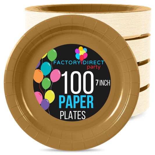 7 In. Gold Paper Plates | Case of 1000