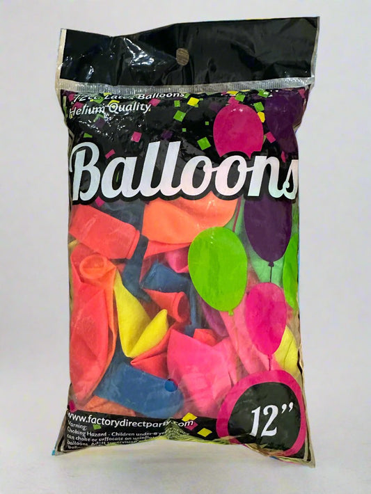 12 In. Assorted Glow Bulk Pack Latex Balloons | Case of 3600