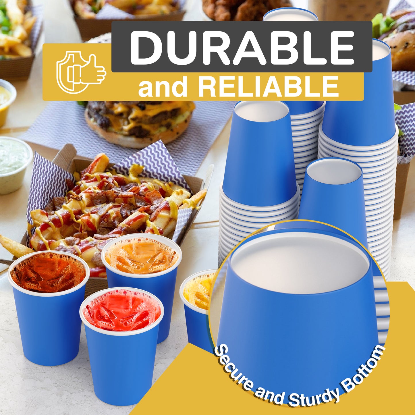 12 Oz. Dark Blue Paper Cups | 20 Count