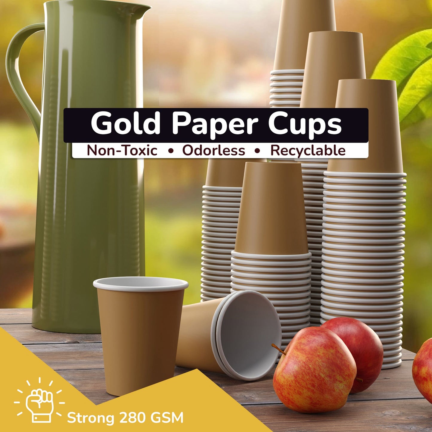 12 Oz. Gold Paper Cups | 20 Count