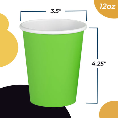 12 Oz. Lime Green Paper Cups | 20 Count