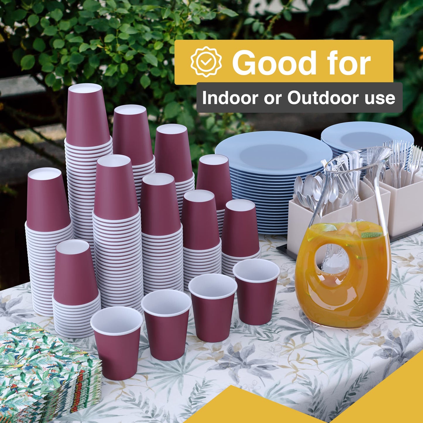 12 Oz. Burgundy Paper Cups | 20 Count