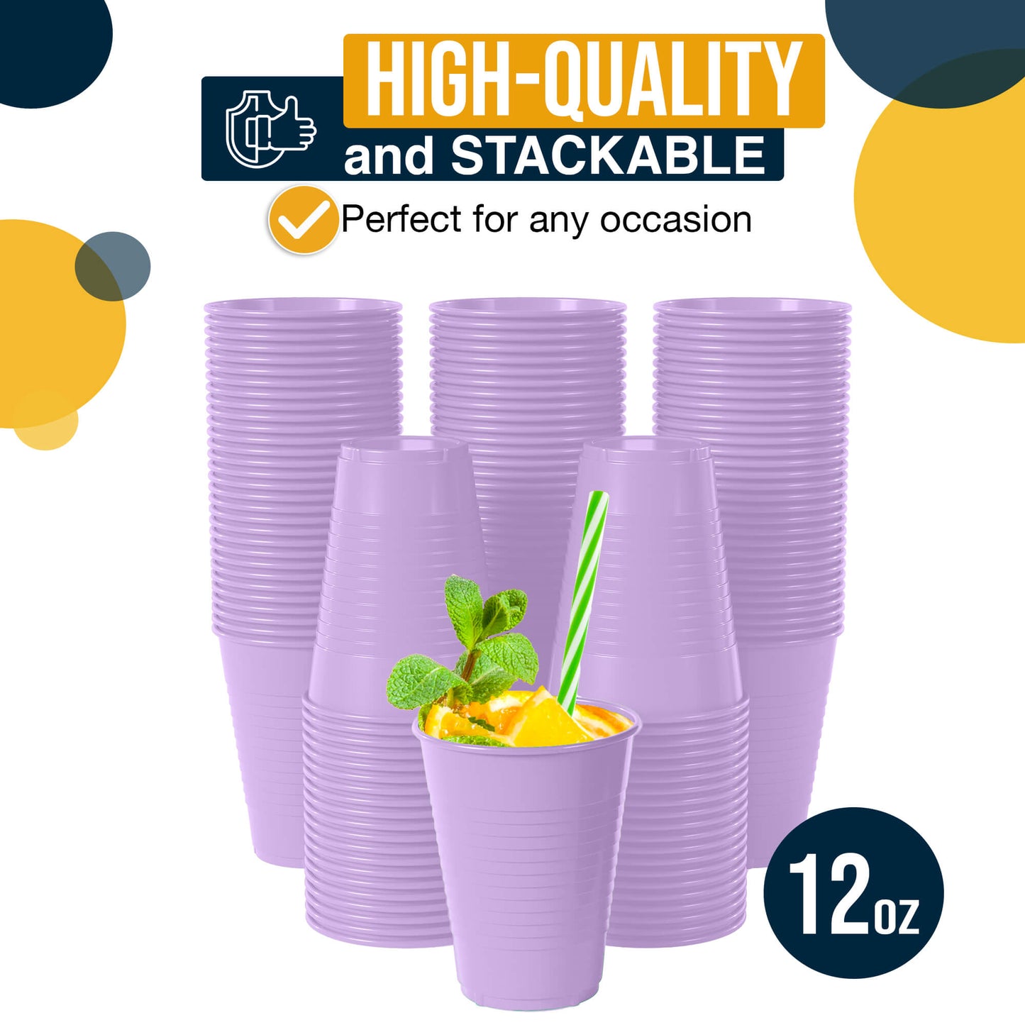 12 Oz. Lavender Plastic Cups | Case of 600