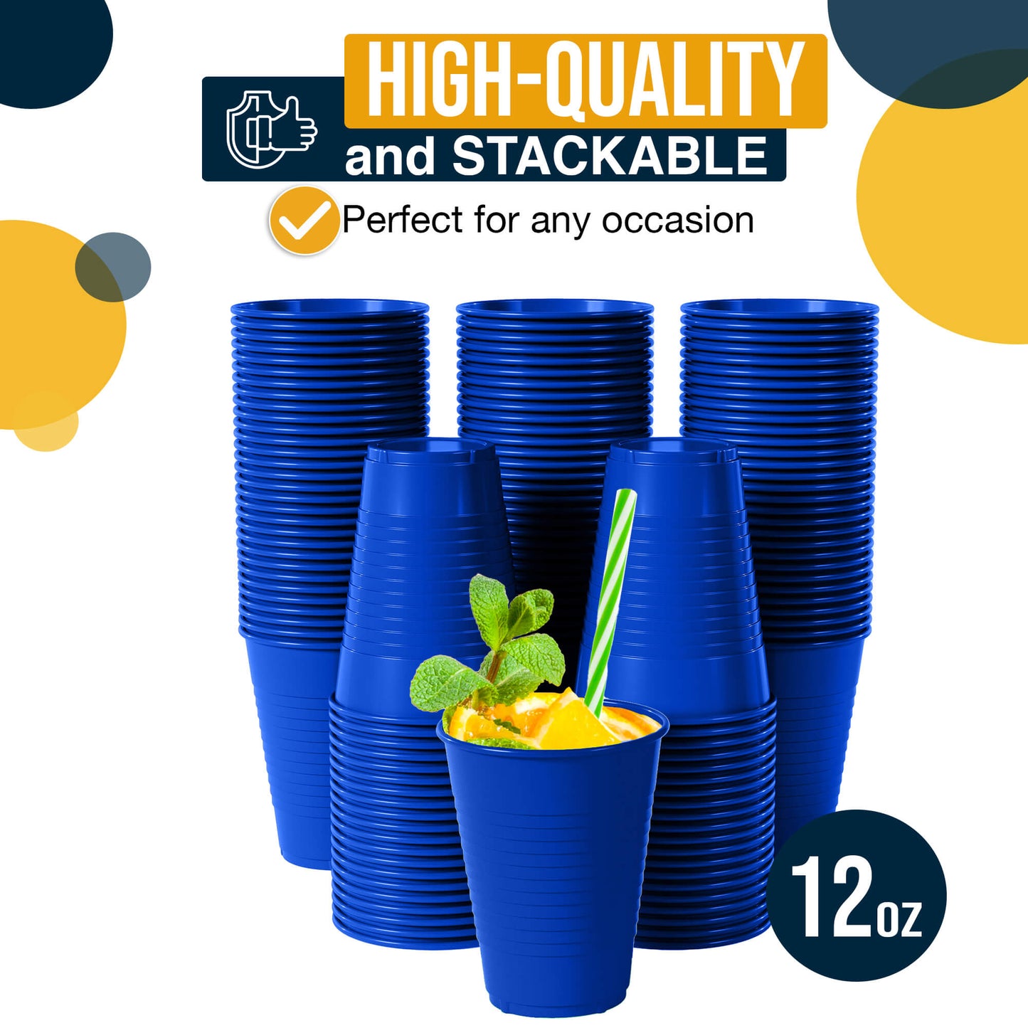 12 Oz. Dark Blue Plastic Cups | Case of 600