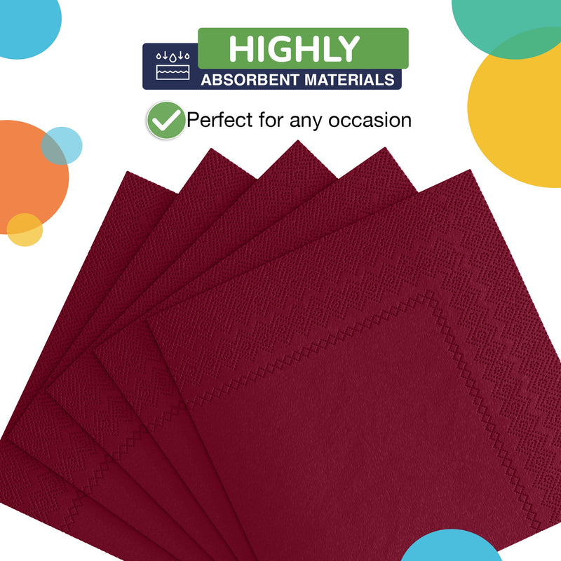 Burgundy Beverage Napkins -100 Ct..