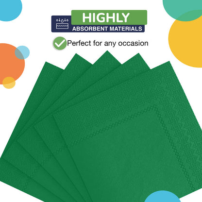Emerald Green Beverage Napkins -100 Ct..