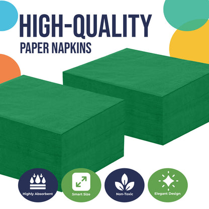 Emerald Green Beverage Napkins -100 Ct..