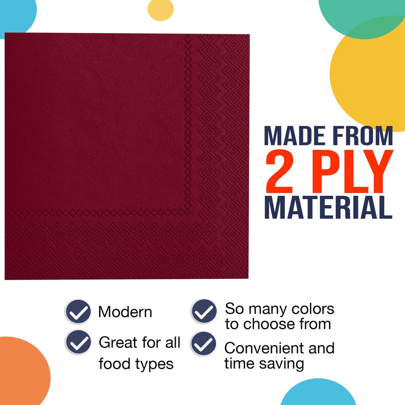 Burgundy Beverage Napkins -100 Ct..