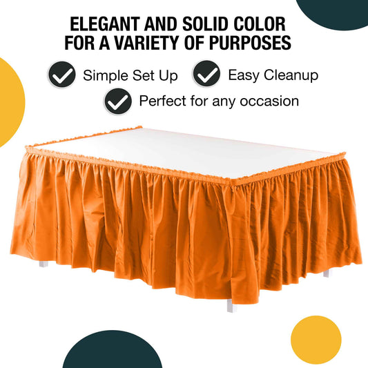 Orange Plastic Table Skirt | Case of 48