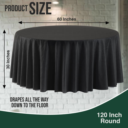 120 In. Premium Round Black Table Cover | Case of 60