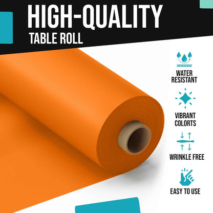 Exquisite Premium Quality Plastic Table Cover Banquet Roll, 40 in X 100 ft - Orange