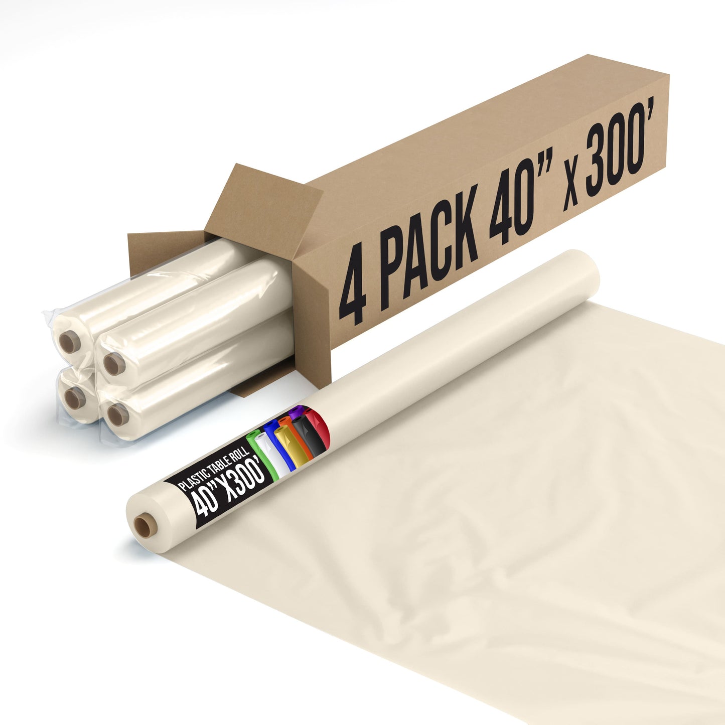 40 In. x 300 Ft. Premium Ivory Table Roll | Case of 4