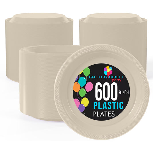 9 In. Ivory Plastic Plates | Case of 600