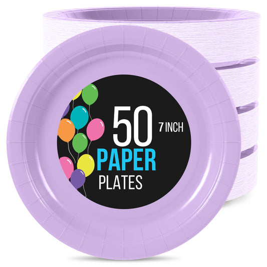 7 In. Lavender Paper Plates - 50 Ct.