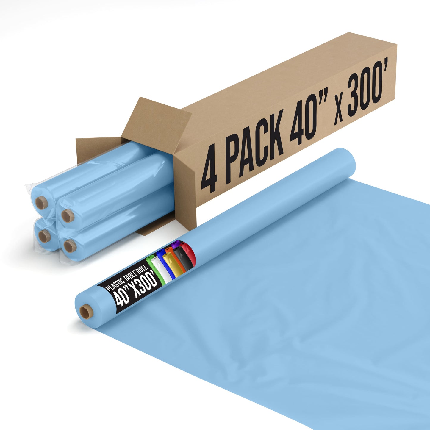 40 In. x 300 Ft. Premium Light Blue Table Roll | Case of 4