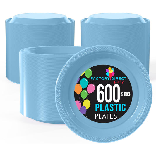 9 In. Light Blue Plastic Plates | Case of 600