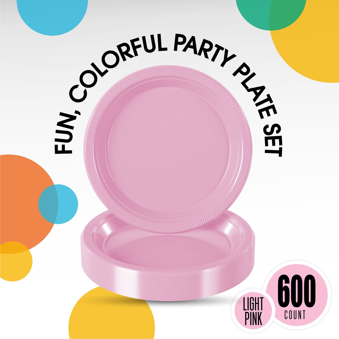 10 In. Pink Plastic Plates | Case of 600