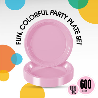 10 In. Pink Plastic Plates | Case of 600