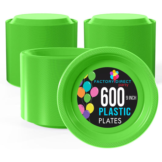 9 In. Lime Green Plastic Plates | Case of 600