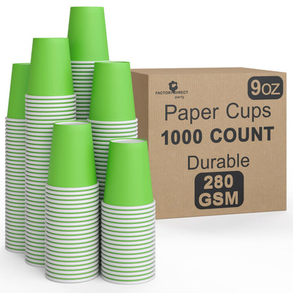 9 Oz. Lime Green Paper Cups | Case of 1000