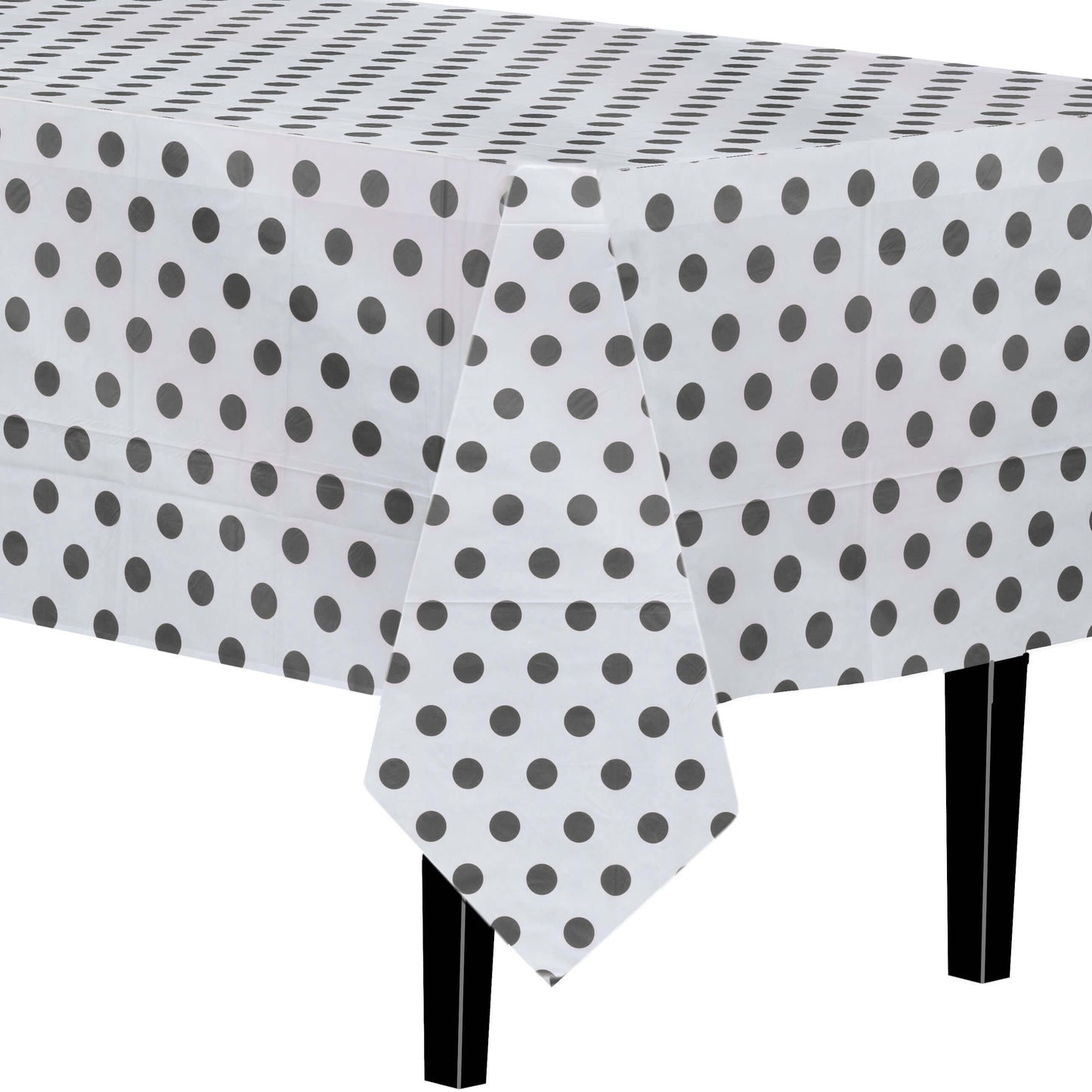 Black Polka Dot Plastic Table Cover | Case of 48