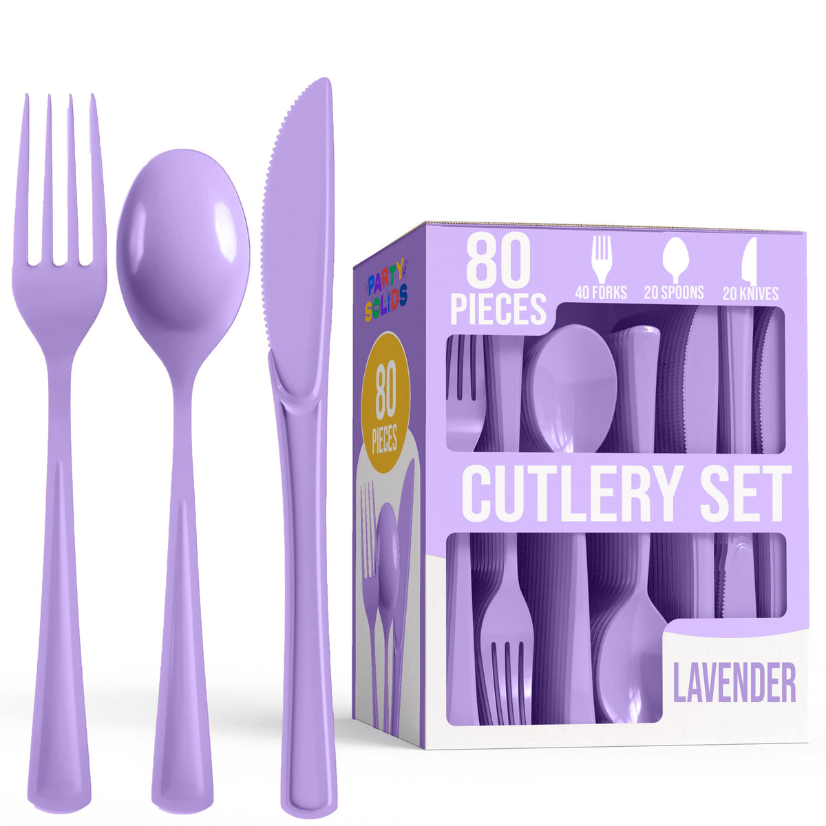 Heavy Duty Lavender Cutlery Combo - 80 Count