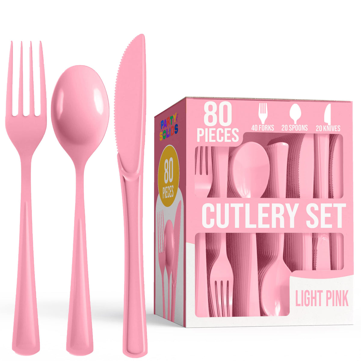 Heavy Duty Pink Cutlery Combo - 80 Count