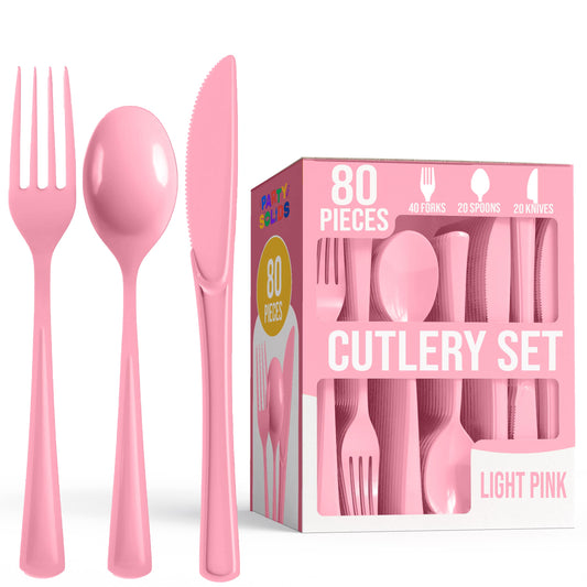 Heavy Duty Pink Cutlery Combo - 80 Count