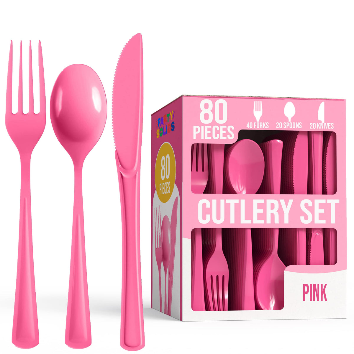 Heavy Duty Cerise Cutlery Combo - 80 Count