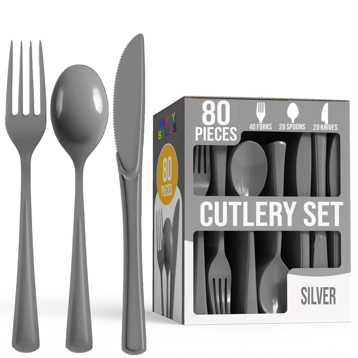 Heavy Duty Silver Cutlery Combo - 80 Count