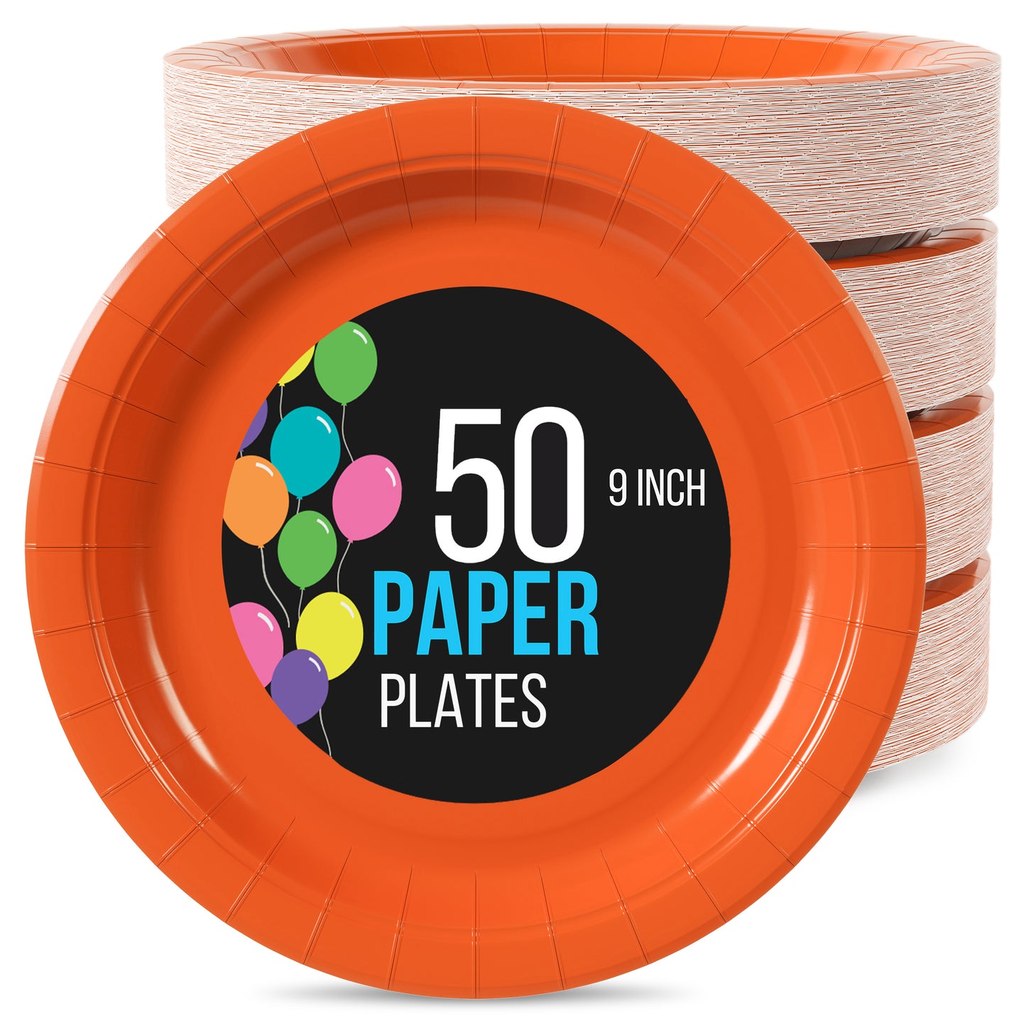 9 In. Orange Paper Plates - 50 Ct.