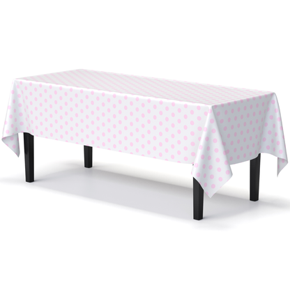 Pink Polka Dot Plastic Table Cover | Case of 48