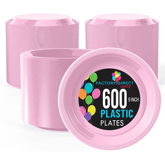 9 In. Pink Plastic Plates | Case of 600