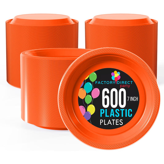 7 In. Orange Plastic Plates | Case of 600